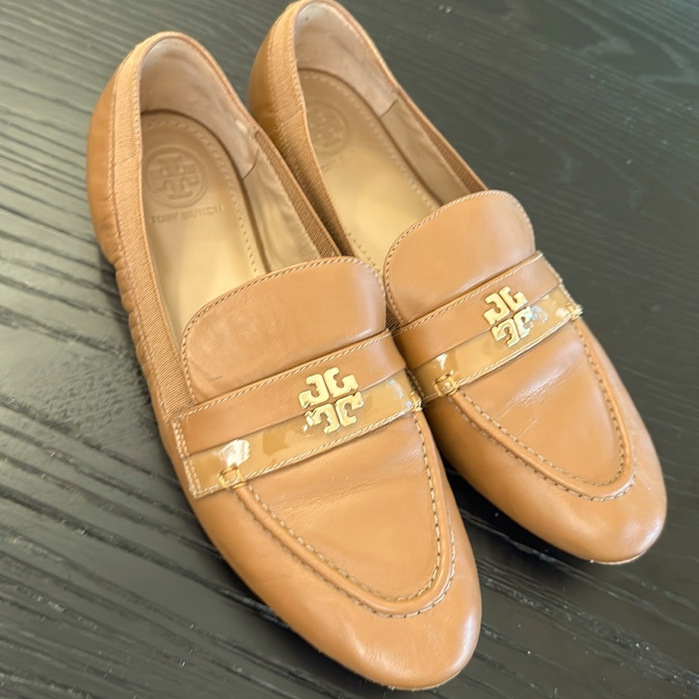 Tory Burch brown/tan loafers leather 7